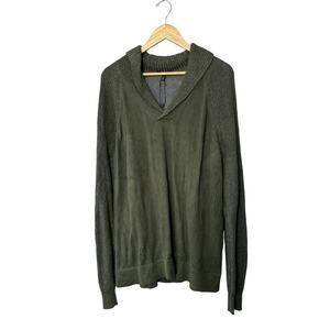 Express Olive Green V-Neck Medium-Weight Knit Long Sleeve Sweater Men's XL